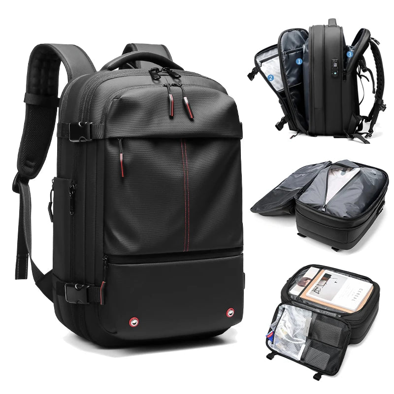 Premium Expandable Travel Backpack, 17 laptop compartment with Vacuum Compression and Anti-Theft Features